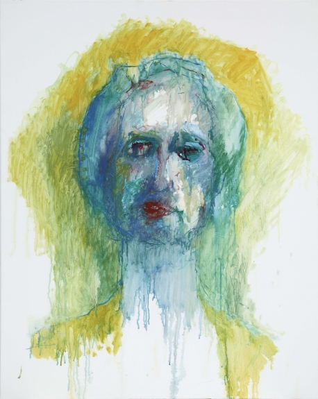 Bernard DUFOUR Tête sur fond jaune, 2014, oil on canvas, 81 x 65 cm