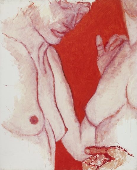 Bernard DUFOUR Deux femmes rouges,2006, huile sur toile, 100 x 81 cm