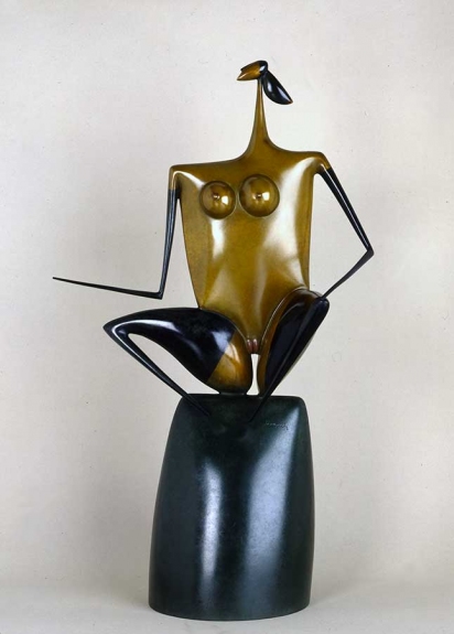 Philippe HIQUILY La Tapeuse, 1992, patinated bronze, h.60 cm, ed. 8 + 4 A.P.