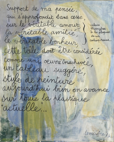 Maurice LEMAÎTRE Interpellation, 1974, huile sur toile, 100 x 81 cm